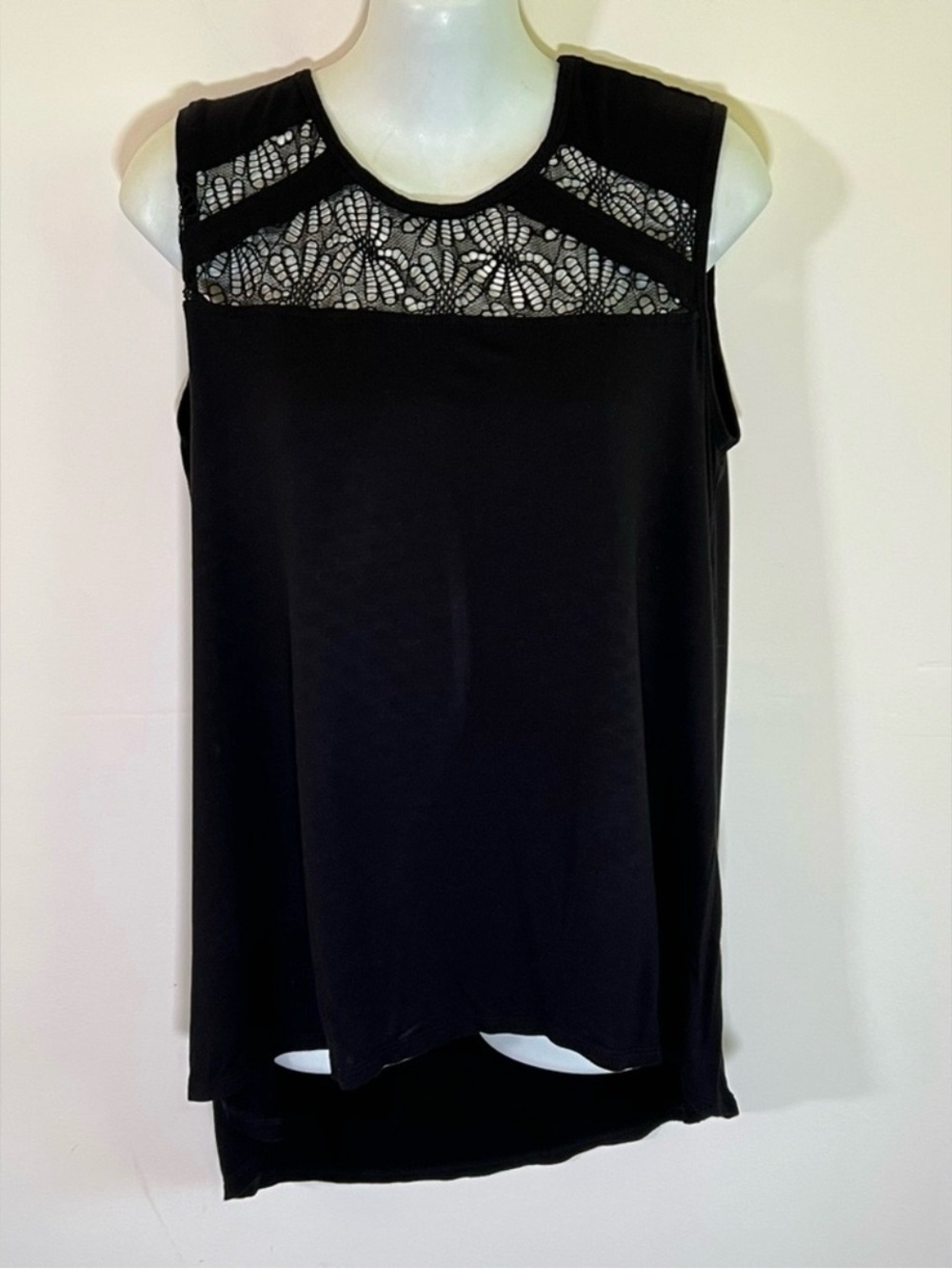 Women’s Black Lace Detail Sleeveless Shell Top Medium Business Casual